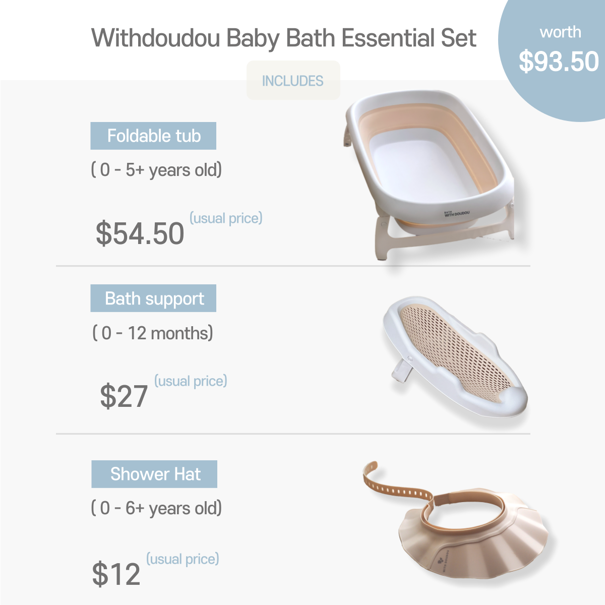 Withdoudou Multipurpose Foldable Baby Bathtub Set