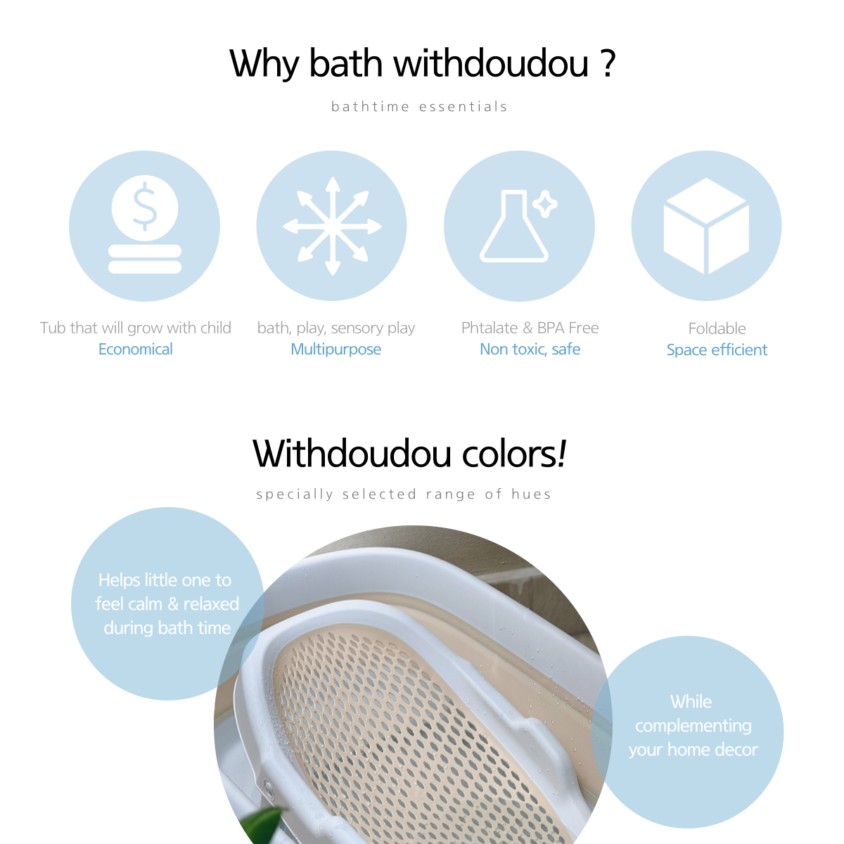 [NEW IN] Withdoudou Foldable Multipurpose Baby Ergonomic Bathtub Bundle Set 2.0