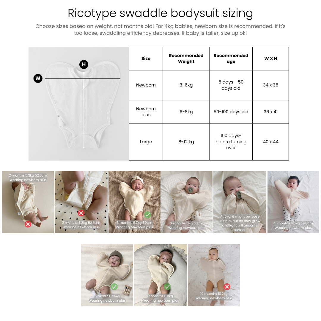Ricotype Swaddle Wearable Bodysuit [ easy transition out]